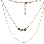 Gold-plated silver necklace with black flowers