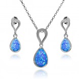 Silver jewelry with blue opal - set