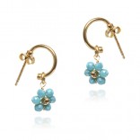 Gold-plated silver earrings blue FLOWERS