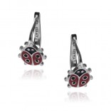 Ladybugs silver earrings for children on an English clasp
