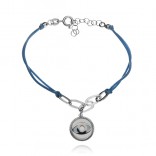 Silver bracelet on a blue string EYE OF THE PROPHET