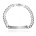 Men's silver bracelet with a plate for engraving
