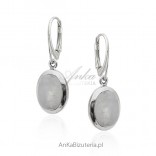 Silver earrings with moonstone - Blue Moon size M