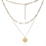 Gold-plated silver CASCADE necklace with a circle