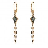 Silver earrings gold-plated with rose gold KATAWIEC with green amber