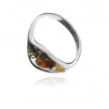 Silver ring with colored amber