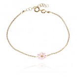 Gold-plated silver bracelet with a pink agate flower FLOWER