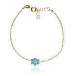 Gold-plated silver bracelet with a turquoise flower