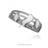 Silver ring with white opal