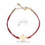 Gold-plated silver bracelet on a red string SIGN OF THE HOLY SPIRIT