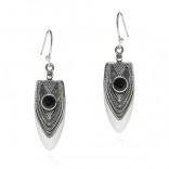 Silver earrings with black onyx burnished