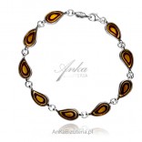 Silver bracelet with engraved amber