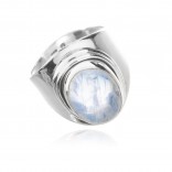 Silver ring with moonstone - large signet ring