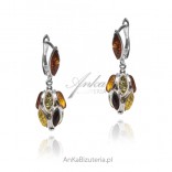 Silver earrings with colored amber - Aladdin