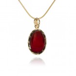 Gold-plated silver pendant with red amber