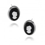 Silver KAMEA earrings on black agate