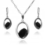A set of silver jewelry with black onyx