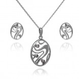A set of silver jewelry with cubic zirconias