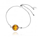 Silver bracelet with amber on a removable chain