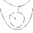 Biżuteria srebrna komplet  z naturalnym jaspisem, kamieniem księżycowym, hematytem