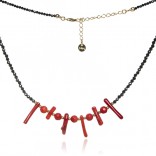 Silver gold-plated necklace with coral and spinels