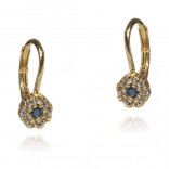 Gold-plated silver earrings with white and blue zircon - children's earrings