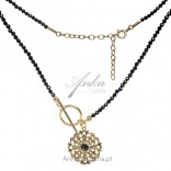 Gold-plated silver necklace with black spinels