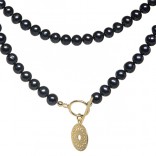 Gold-plated silver necklace with black pearls
