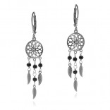 Silver DREAM CATCHER earrings with onyxes