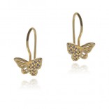 Silver gold-plated BUTTERFLIES earrings with micro cubic zirconia