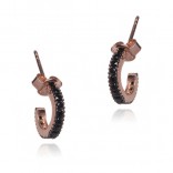 Rose gold-plated silver earrings with black cubic zirconia