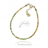 Gold-plated silver bracelet with natural lemon and tourmaline stones