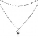 Silver necklace Tibon ball with rolo fleat chain