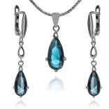 Silver jewelry with Indian Sapphire crystals - elegant, feminine silver jewelry