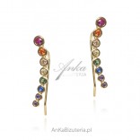 Silver gold-plated earrings with colored zircon