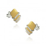 Silver earrings with yellow amber