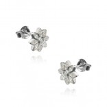 Silver FLOWERS earrings with white cubic zirconia