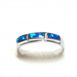 Silver ring with blue opal band