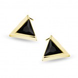 Gold-plated silver triangles with black onyx