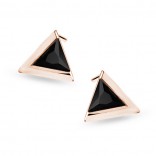 Silver earrings gilded with rose gold triangles with black onyx