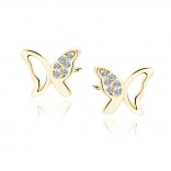 Gold-plated silver earrings BUTTERFLIES for a girl