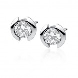 Elegant silver earrings with white zircon