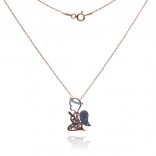Rose gold-plated silver necklace with turquoise and colorful zircon ANGEL