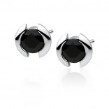 Elegant silver earrings with black zircon