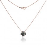 Rose gold-plated silver necklace CLOVER with colorful zircon and turquoise