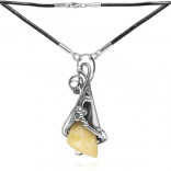 Oxidized silver necklace with yellow amber
