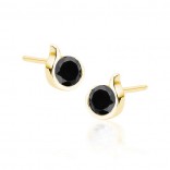 Gold-plated silver earrings with black zircon