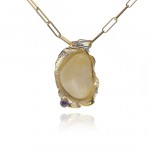 Gold-plated silver pendant with yellow amber and amethyst