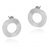 Silver Waved CIRCLES earrings - high gloss