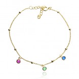 Gold-plated silver bracelet with colored cubic zirconia